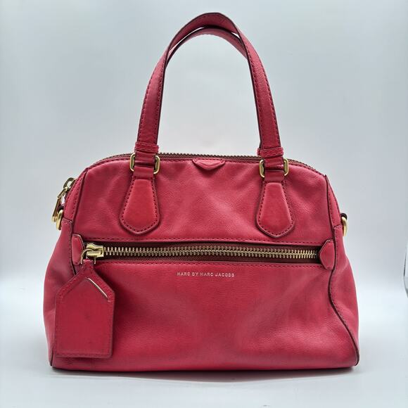 Marc by Marc Jacobs Satchel Handbag Womens Red Medium Leather Purse - Picture 1 of 12